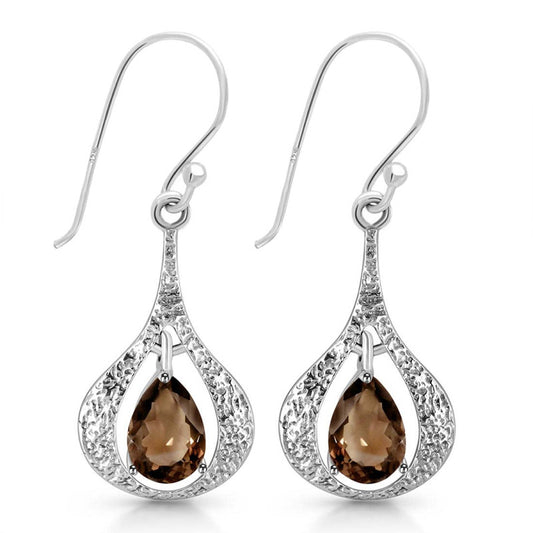 Kiana Teardrop Smoky Quartz Drop Earrings – 925 Sterling Silver