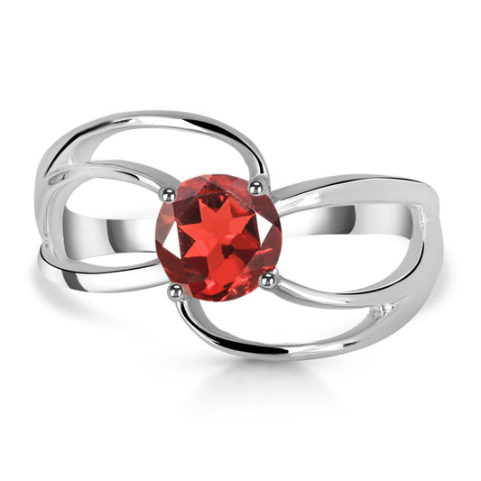 Crimson Flame Solitaire Ring