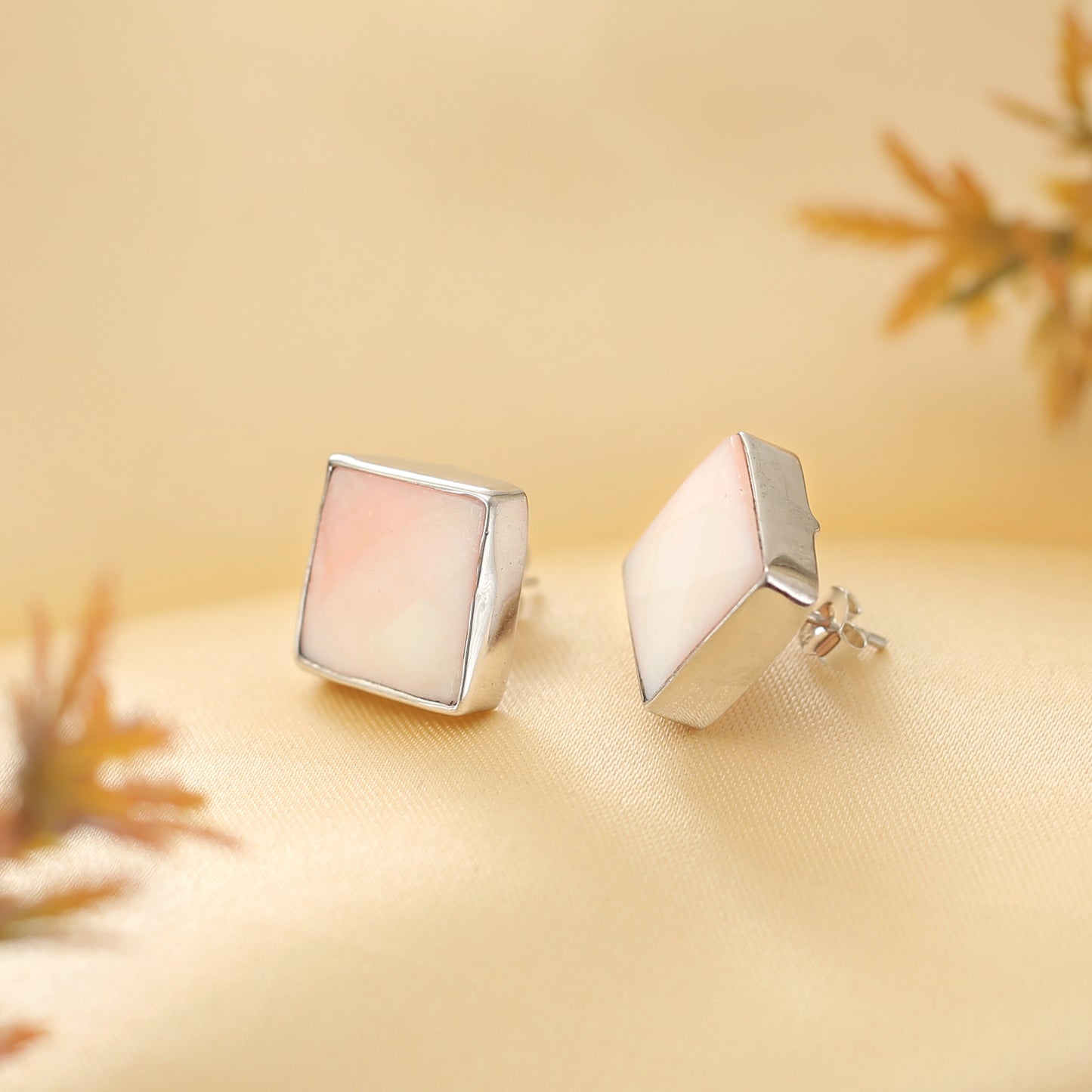 Classic Square Mother of Pearl Stud Earrings in Sterling Silver