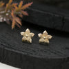 "Elara" Dainty Gold Flower Stud Earrings - Textured 925 Sterling Silver