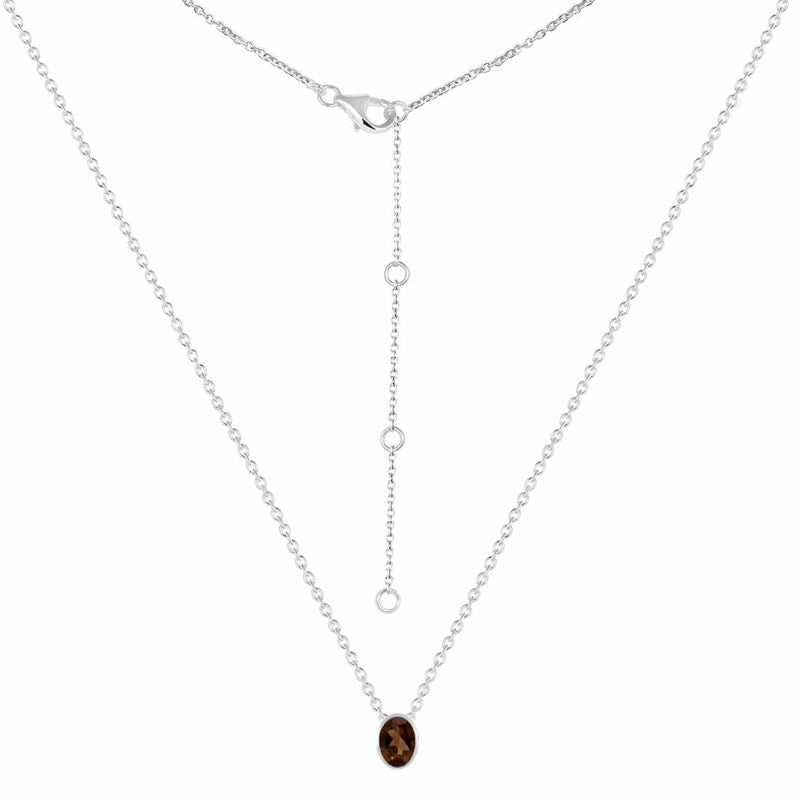 Smoky Halo Solitaire Necklace – 925 Sterling Silver