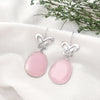 "Aria" Silver Butterfly Dangle Earrings with Pink Rose Quartz - 925 Sterling Silver