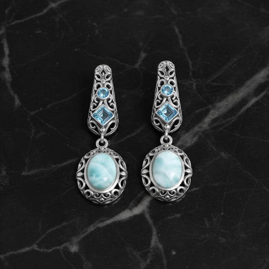 Caribbean Drop – Turquoise Dangle Earrings (925 Silver)”