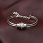 "Royal" Multi-Gemstone Cuff Bracelet with Ruby, Emerald & CZ - 925 Sterling Silver