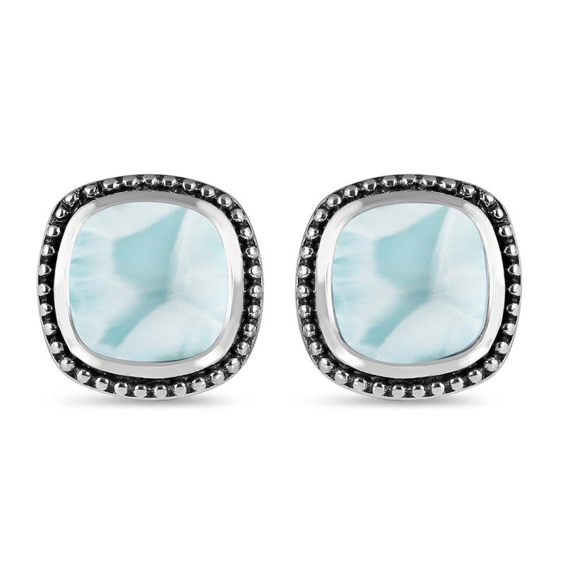 Aqua Glow Cushion Stud Earrings
