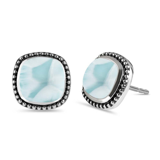 Aqua Glow Cushion Stud Earrings