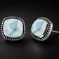 Aqua Glow Cushion Stud Earrings