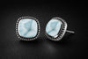 Aqua Glow Cushion Stud Earrings