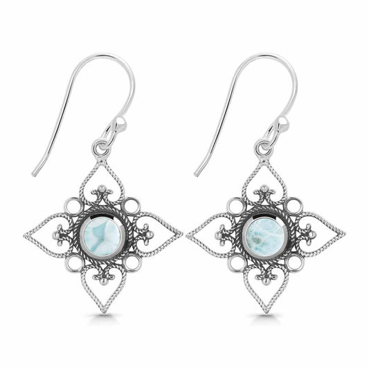 Vintage Filigree Aqua Drop Earrings