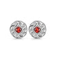 "Ruby Swirl Blossom" Red Garnet Stud Earrings – 925 Sterling Silver Floral Art Design