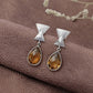 "Athena" Geometric Smoky Quartz Teardrop Earrings in 925 Sterling Silver