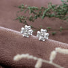 "Plumeria" Textured Silver Flower Stud Earrings - 925 Sterling Silver