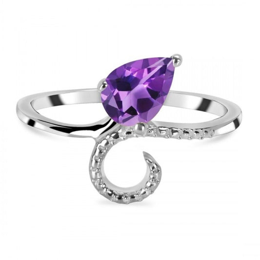 Amethyst Crescent Grace Ring