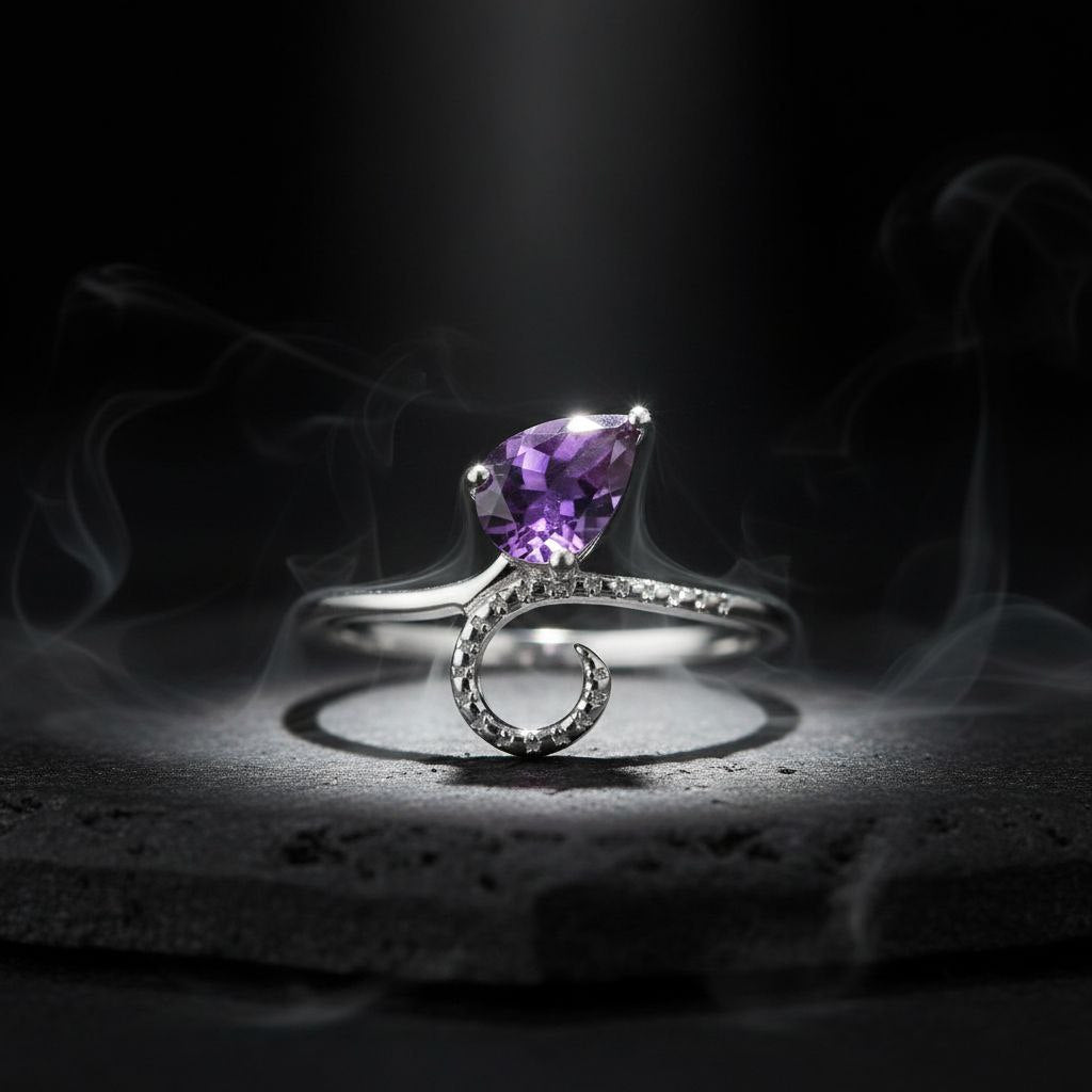 Amethyst Crescent Grace Ring