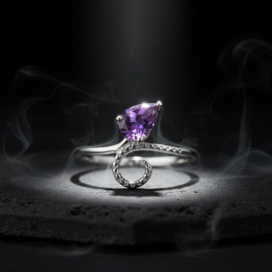 Amethyst Crescent Grace Ring