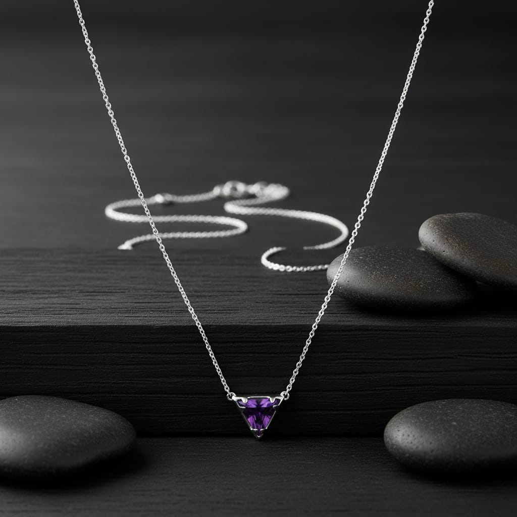 Aurelia Triangle Amethyst Pendant Necklace