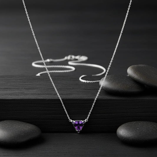 Aurelia Triangle Amethyst Pendant Necklace