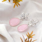 "Aria" Silver Butterfly Dangle Earrings with Pink Rose Quartz - 925 Sterling Silver