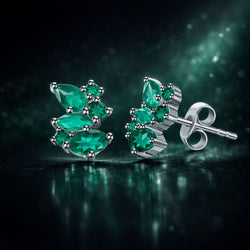 Aarvi Trillion-Cut Blue Moonstone Stud Earrings – 925 Sterling Silver