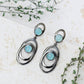 "Orbit" Modern Oxidized Silver Dangle Earrings with Aqua Chalcedony - 925 Sterling Silver