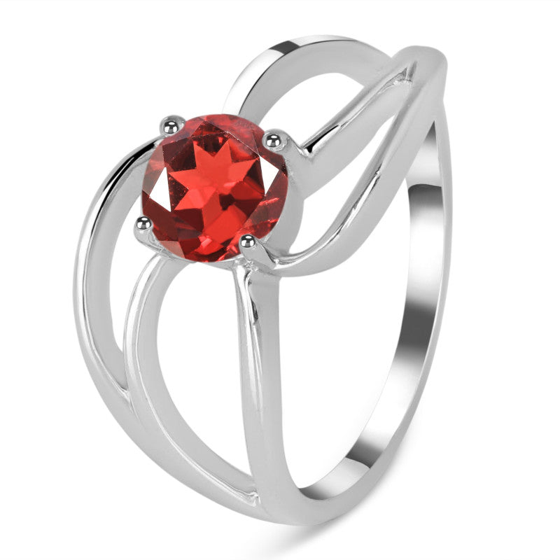 Crimson Flame Solitaire Ring