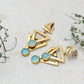 "Arc" Modern Geometric Triangle Earrings with Aqua Chalcedony - Matte Gold Plated Silver