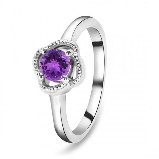 Royal Amethyst Halo Bloom Ring