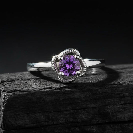 Royal Amethyst Halo Bloom Ring
