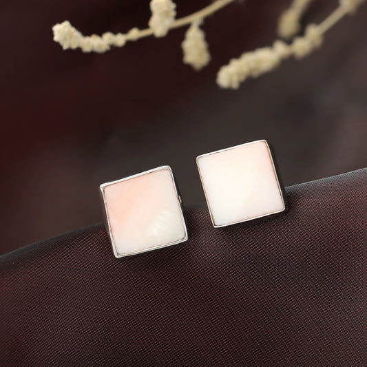 Classic Square Mother of Pearl Stud Earrings in Sterling Silver