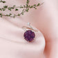 "Flora" Carved Amethyst Flower Adjustable Ring with CZ Accent - 925 Sterling Silver