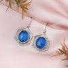 Handmade Blue Chalcedony Hexagon Earrings in Sterling Silver