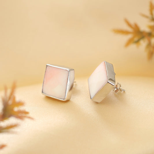 Classic Square Mother of Pearl Stud Earrings in Sterling Silver
