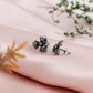 "Clover" Dainty Oxidized Silver Flower Stud Earrings - 925 Sterling Silver