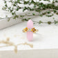 "Sakura" Floral Crystal Point Ring with Pink Rose Quartz - Gold Plated 925 Silver