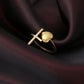 "Faith & Love" Dainty Heart & Cross Adjustable Ring - Gold Plated 925 Silver
