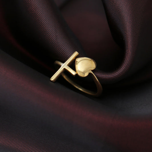 "Faith & Love" Dainty Heart & Cross Adjustable Ring - Gold Plated 925 Silver
