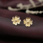 "Clover" Textured Gold-Tone Flower Stud Earrings - 925 Sterling Silver