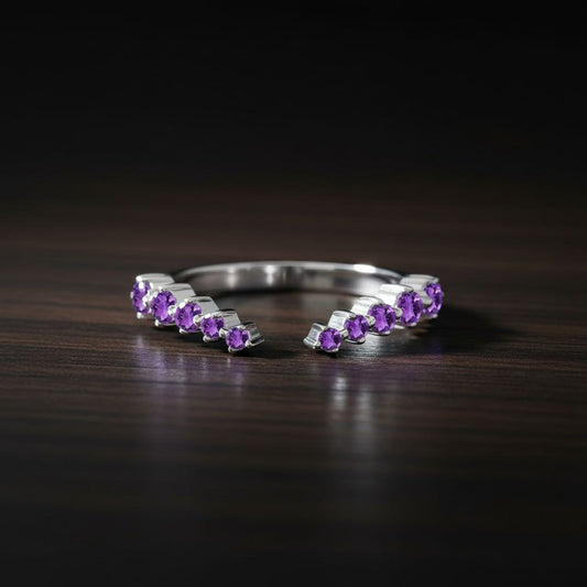 Celestial Amethyst Arc Ring