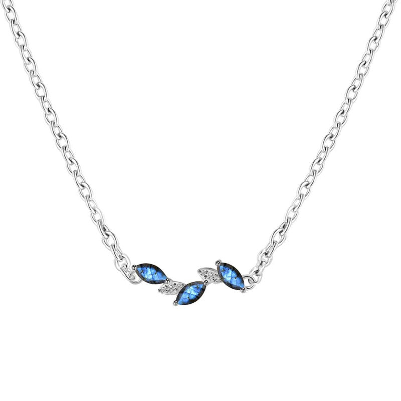 Azure Leaf Minimal Silver Necklace