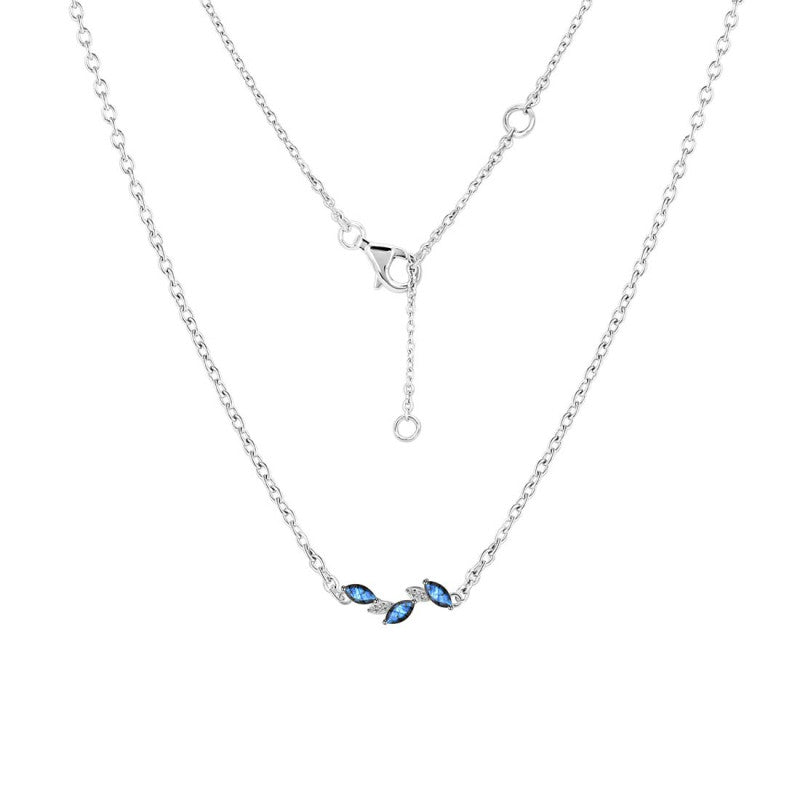 Azure Leaf Minimal Silver Necklace