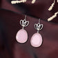 "Lotus Bloom" Pink Rose Quartz Teardrop Earrings in 925 Sterling Silver