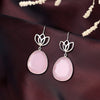 "Lotus Bloom" Pink Rose Quartz Teardrop Earrings in 925 Sterling Silver