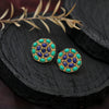 "Jaipur Mandala" Lapis Lazuli & Turquoise Stud Earrings - Gold Plated 925 Silver