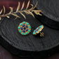 "Jaipur Mandala" Lapis Lazuli & Turquoise Stud Earrings - Gold Plated 925 Silver