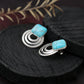 "Orbit" Modern Turquoise Geometric Drop Earrings - 925 Sterling Silver