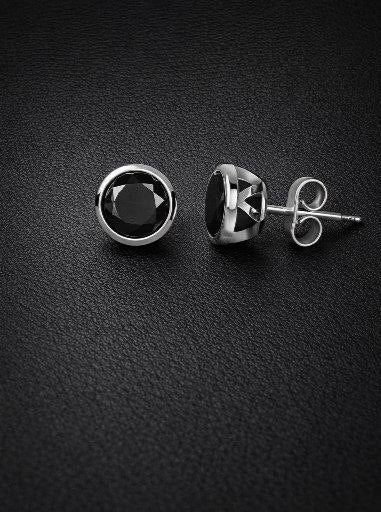 Midnight Round Studs – 925 Silver Modern Essentials