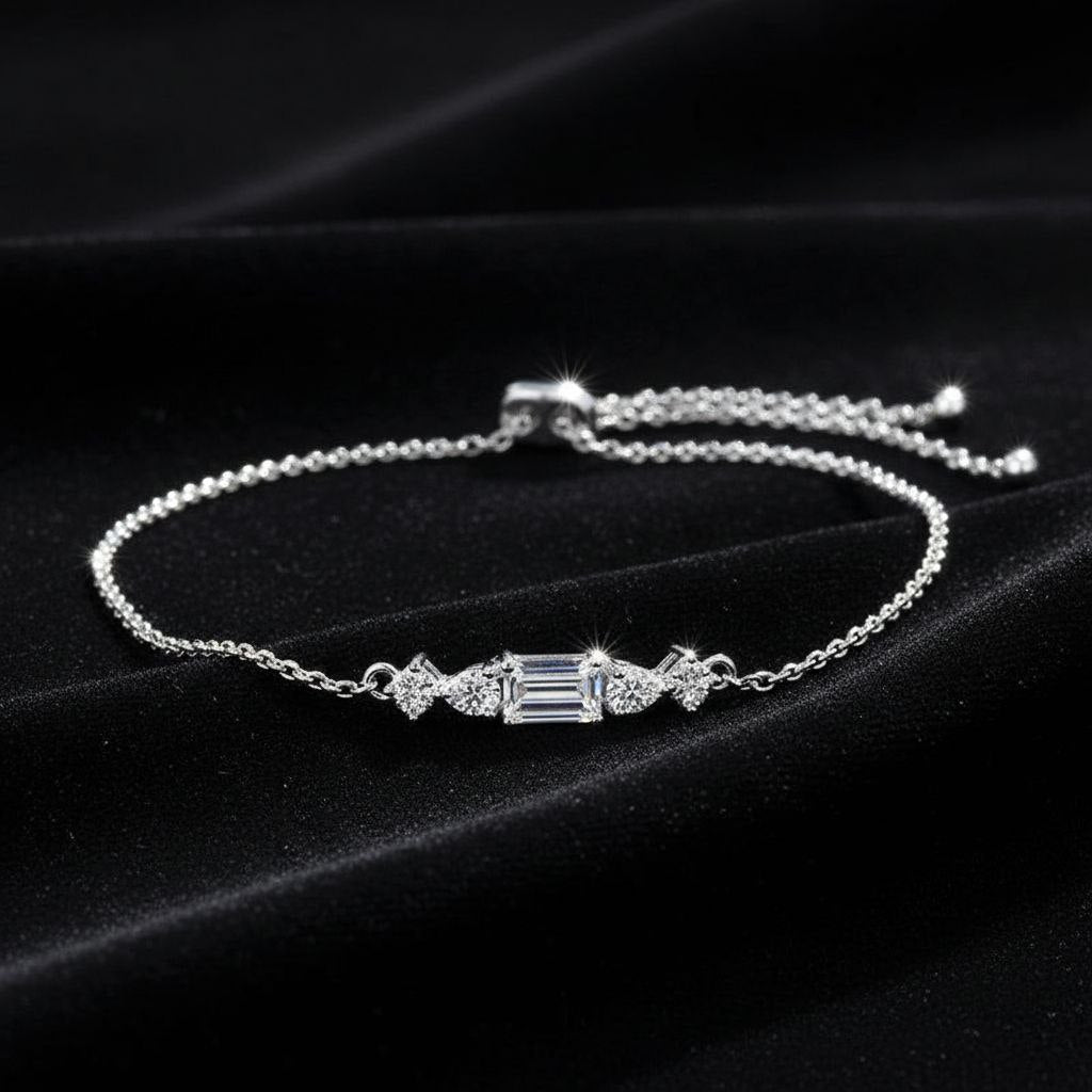 Celeste Line 925 Sterling Silver Adjustable Bracelet