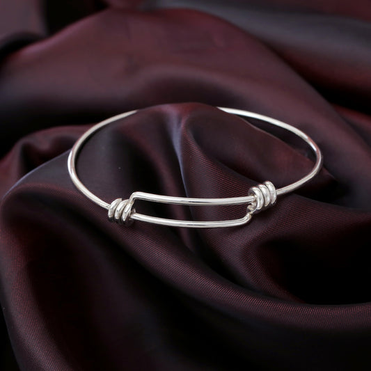 "Simplicity" Modern Adjustable Bangle Bracelet - 925 Sterling Silver