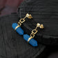 "Edge" Modern Blue Crystal Point Dangle Earrings - Gold Plated 925 Silver