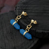 "Edge" Modern Blue Crystal Point Dangle Earrings - Gold Plated 925 Silver